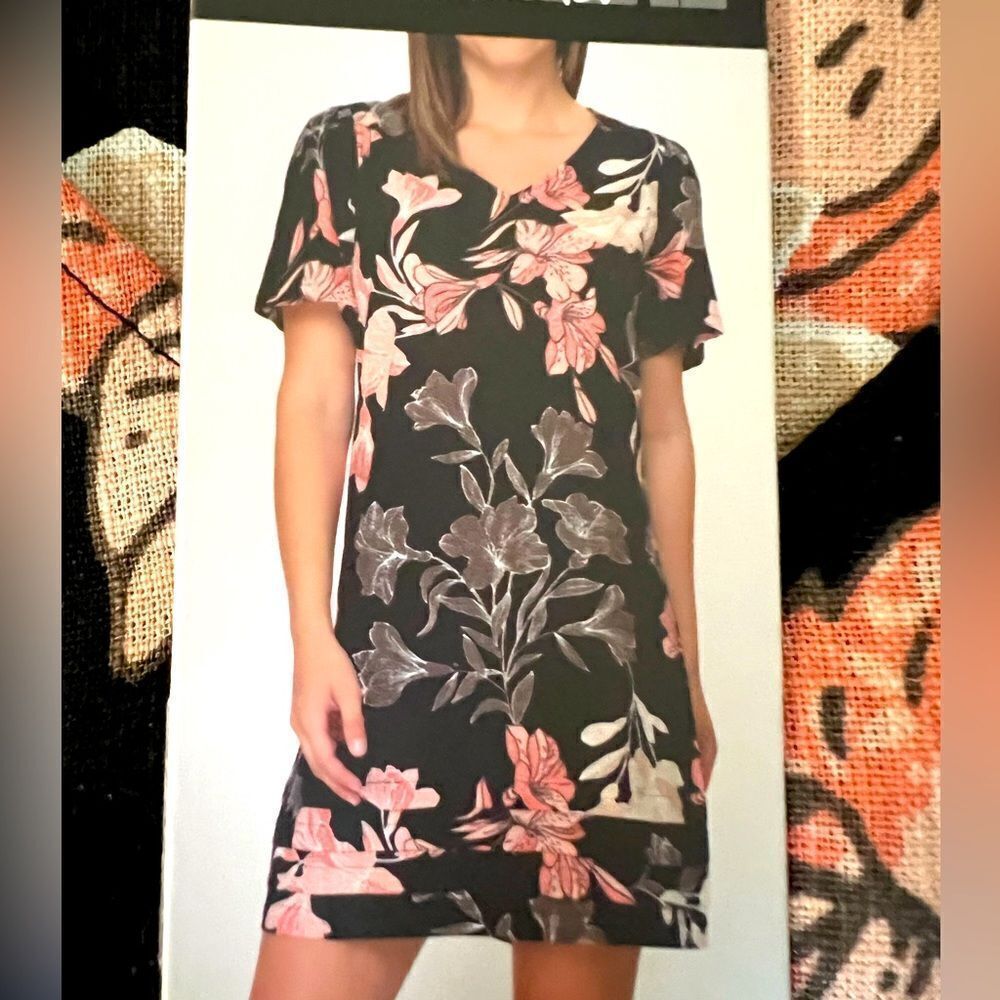 Nicole Miller Original Floral Linen Blend Dress